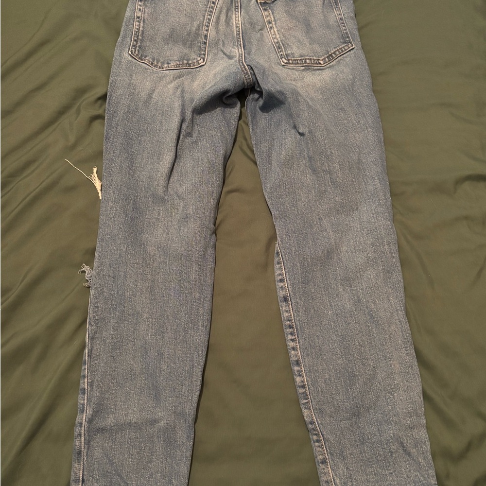 Old Navy Blue Distressed Straight Leg Jeans - Picture 5 of 6